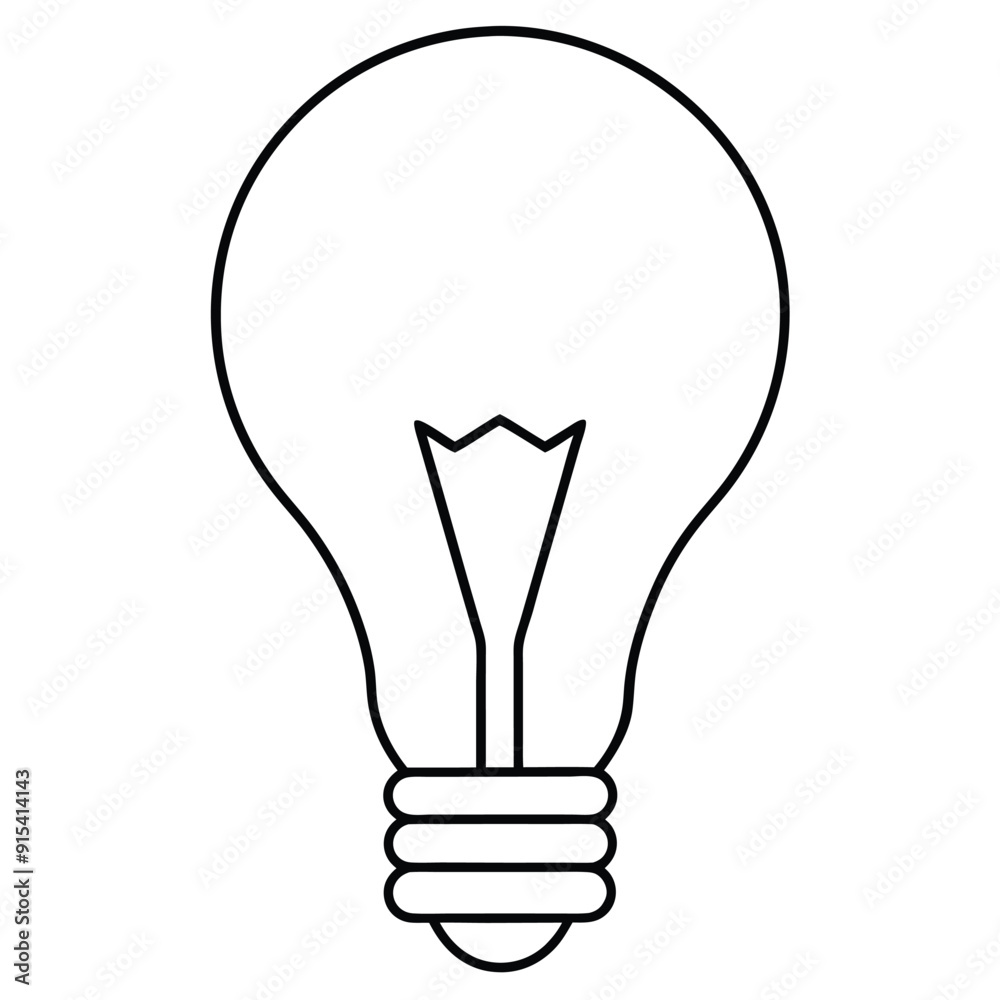 An incandescent lamp is drawn with a black contour line in a hand-drawing style. Vector Doodle illustration on the theme of electricity An incandescent lamp is drawn with a black contour line in a hand-drawing style. Vector Doodle illustration on the theme of electricity