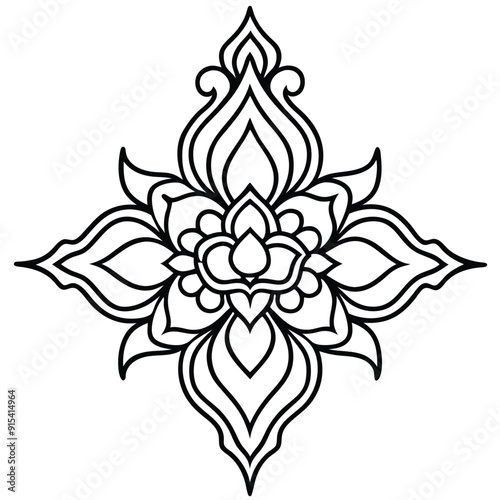 Tibetian mandala for adults mandala coloring page mind relaxing mandala or Black And White Design Flower Handkerchief Ornament Drawing and oriental design element