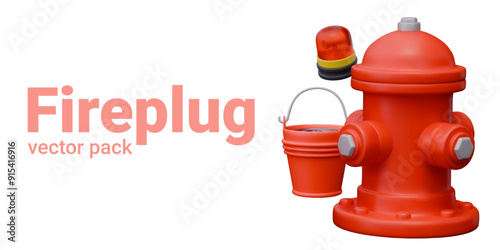 Fireplug concept. Red street hydrant with several places for connecting fire hoses