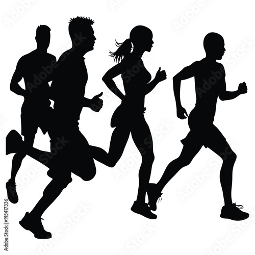 Collection of Dynamic Running Silhouettes