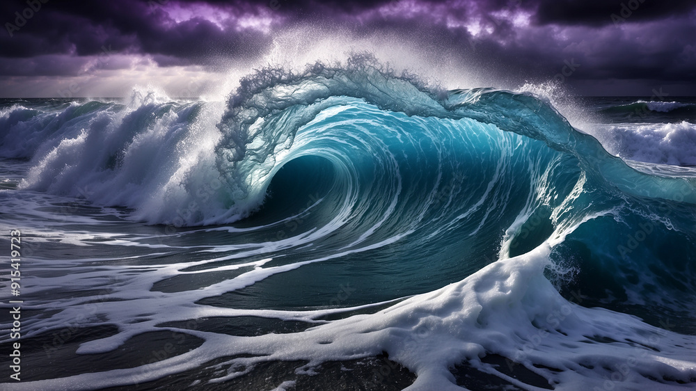 ocean waves and mysterious purple sky ocean waves and mysterious purple sky