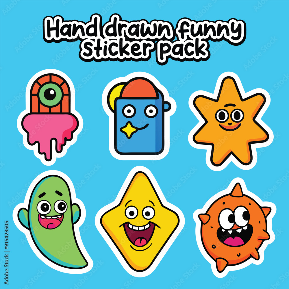 Handdrawn Funny sticker pack for designing and Printing Handdrawn Funny sticker pack for designing and Printing