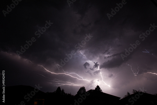 Urban Rooftop Lightning lighting up the skies