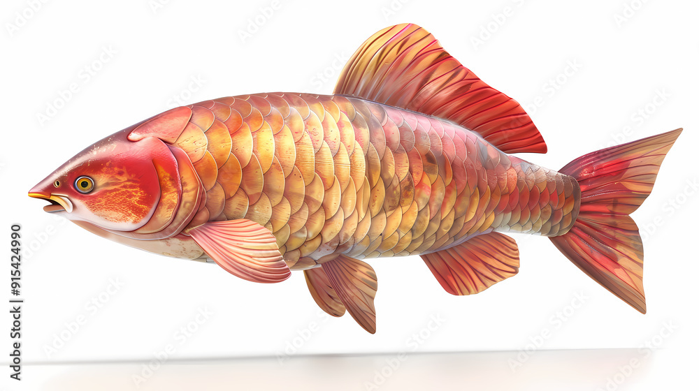 Fototapeta premium 3D Arowana fish in white background vector image