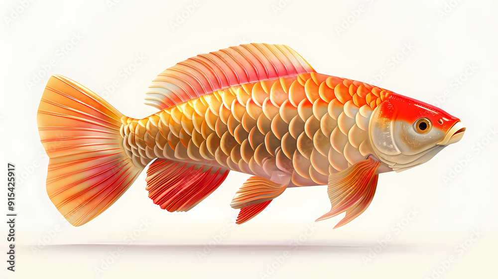 Fototapeta premium 3D Arowana fish in white background vector image