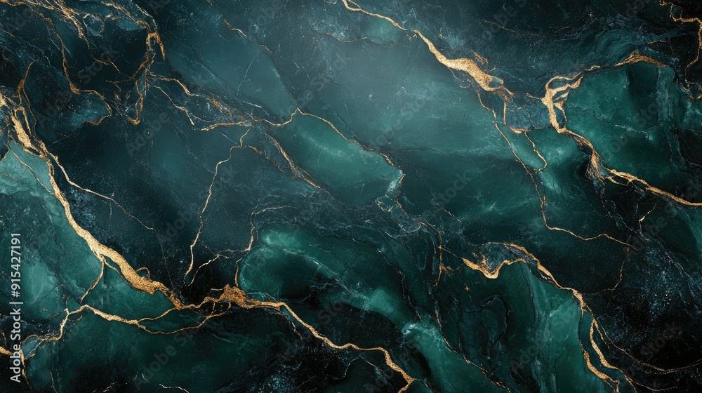 Rich 3D luxury background with dark green marble and gold veins, opulent and modern design Rich 3D luxury background with dark green marble and gold veins, opulent and modern design