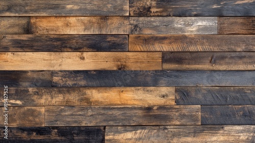 Fototapeta Naklejka Na Ścianę i Meble -  Rustic 3D wooden texture background with reclaimed barn wood and rugged grain, charming design