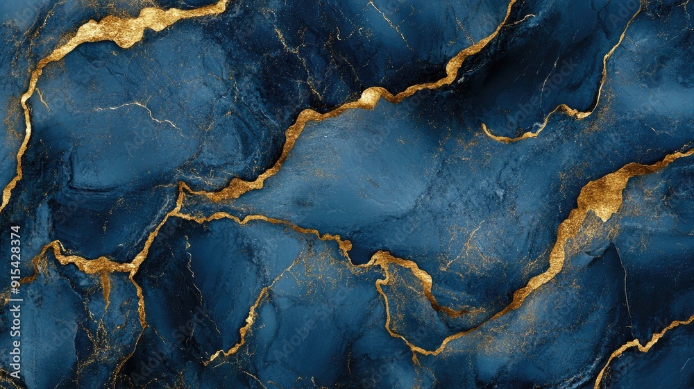 Stunning 3D luxury marble background with deep blue tones and gold veins, opulent design Stunning 3D luxury marble background with deep blue tones and gold veins, opulent design