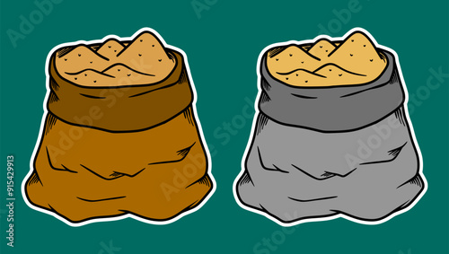 A Sack of Flour Doodle Sticker Illustration