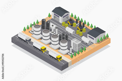 Industrial Oil Terminal Isometric