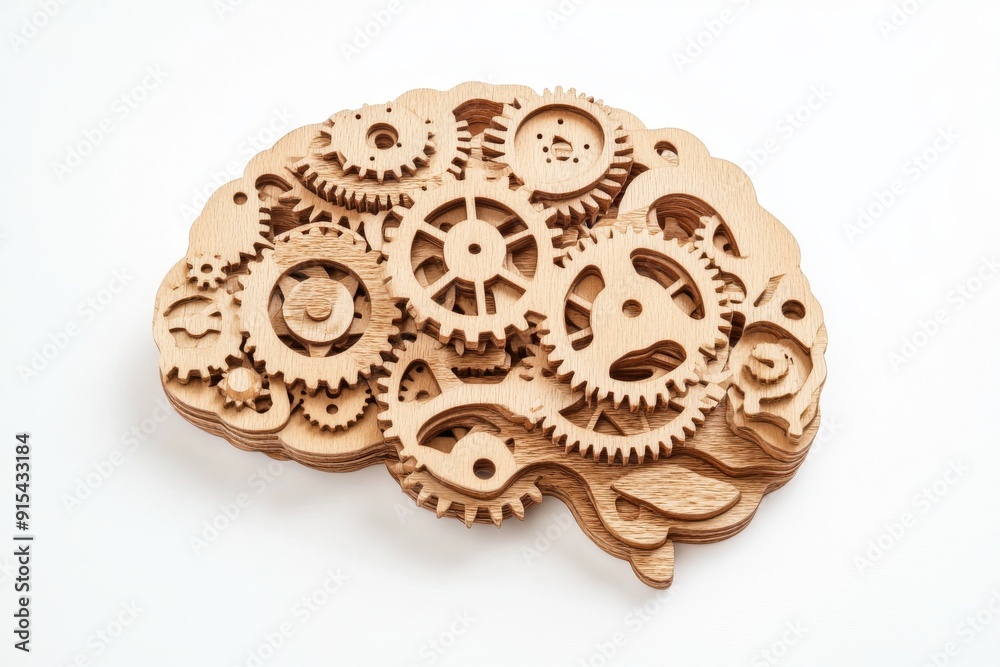 Fototapeta premium A transparent background with a mechanical brain and gears