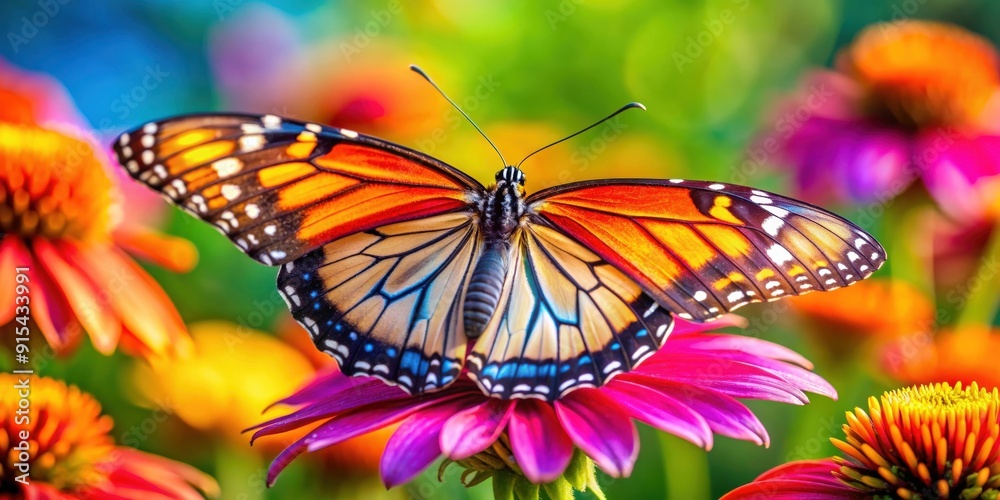 Vibrant close-up of a colorful butterfly on a flower, Butterfly, Insect, Nature, Wings, Beauty, Close-up, Macro Vibrant close-up of a colorful butterfly on a flower, Butterfly, Insect, Nature, Wings, Beauty, Close-up, Macro