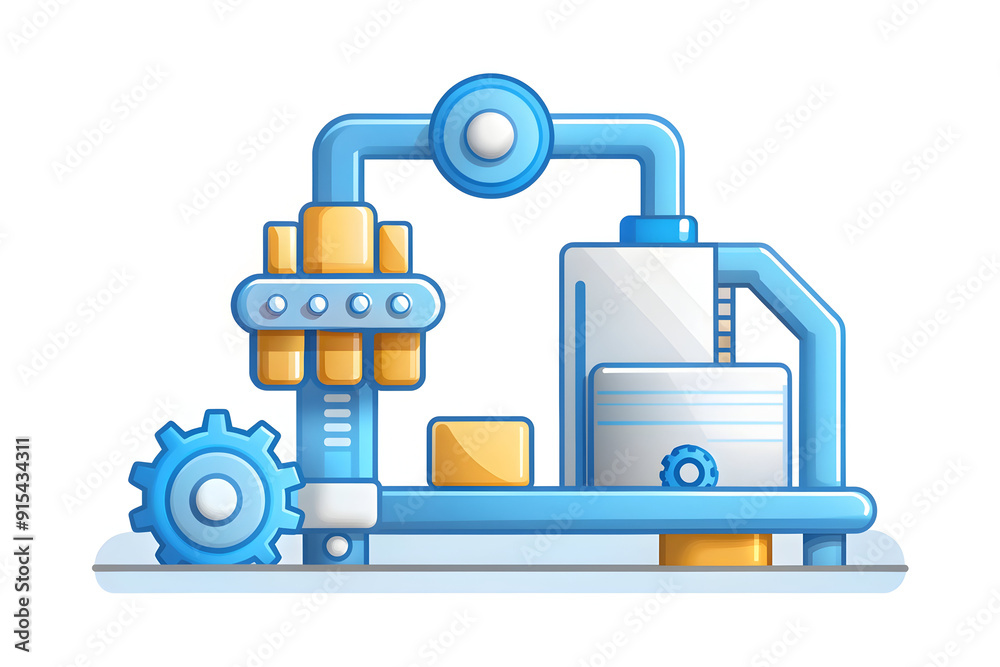 3D Flat Automation Logistic Symbol with Copy Space for Project Planning Concept - Doodle Cartoon Style 3D Flat Automation Logistic Symbol with Copy Space for Project Planning Concept - Doodle Cartoon Style