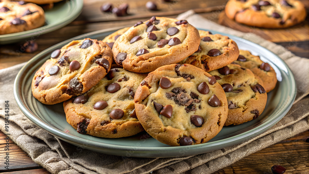 chocolate chip cookies on a plate chocolate chip cookies on a plate