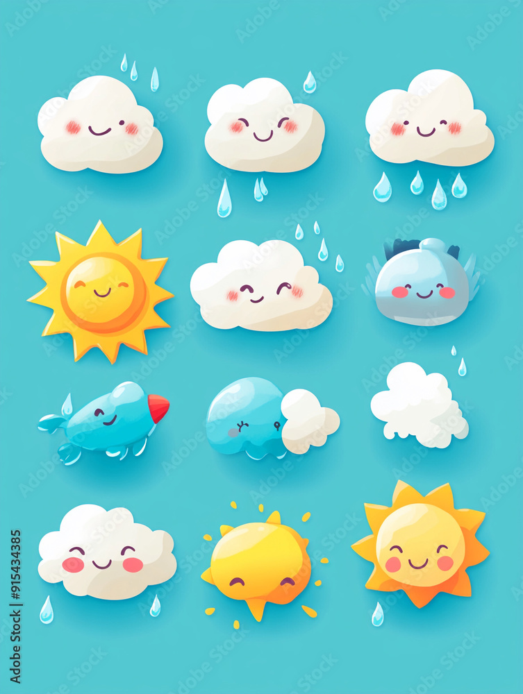 cute and colorful weather icons 