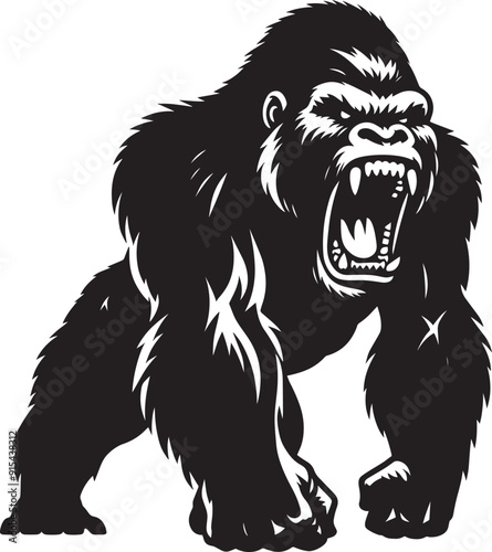 Wallpaper Mural Angry Gorilla Silhouette isolated on white background Minimalist gorilla vector shape Torontodigital.ca
