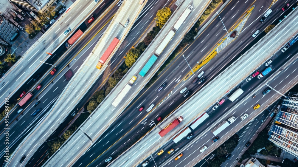 The photo shows a birdsKan Kan Kan Kan eye view of a complex highway interchange