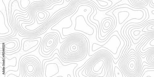 Topographic map background geographic line map with seamless ornament design. The black on white contours vector topography stylized height of the lines map.