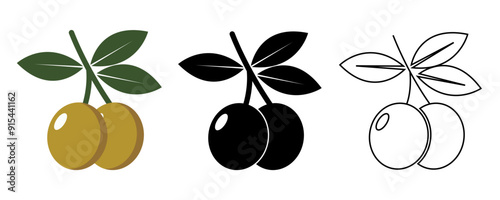 olives icon set. vector illustration