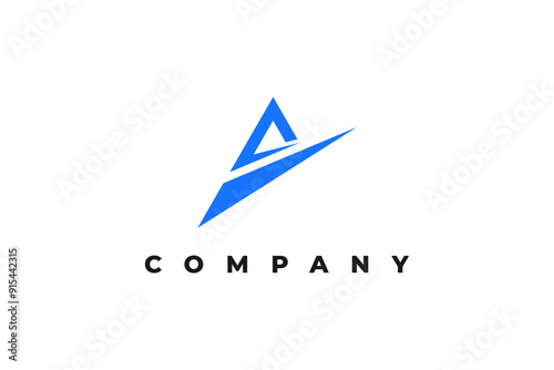 letter a and mountain truncated modern logo