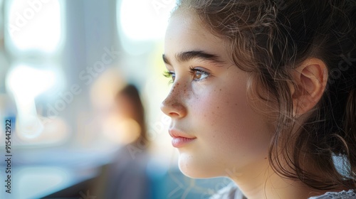 close up of a teenage girl sitting at a desk Free Download close up of a teenage girl sitting at a desk - GFXLoad