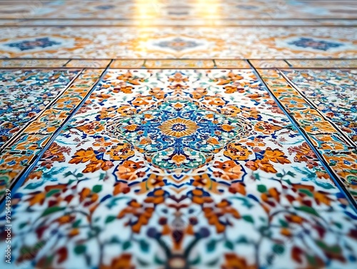 Colorful Floral Tile Pattern Background
