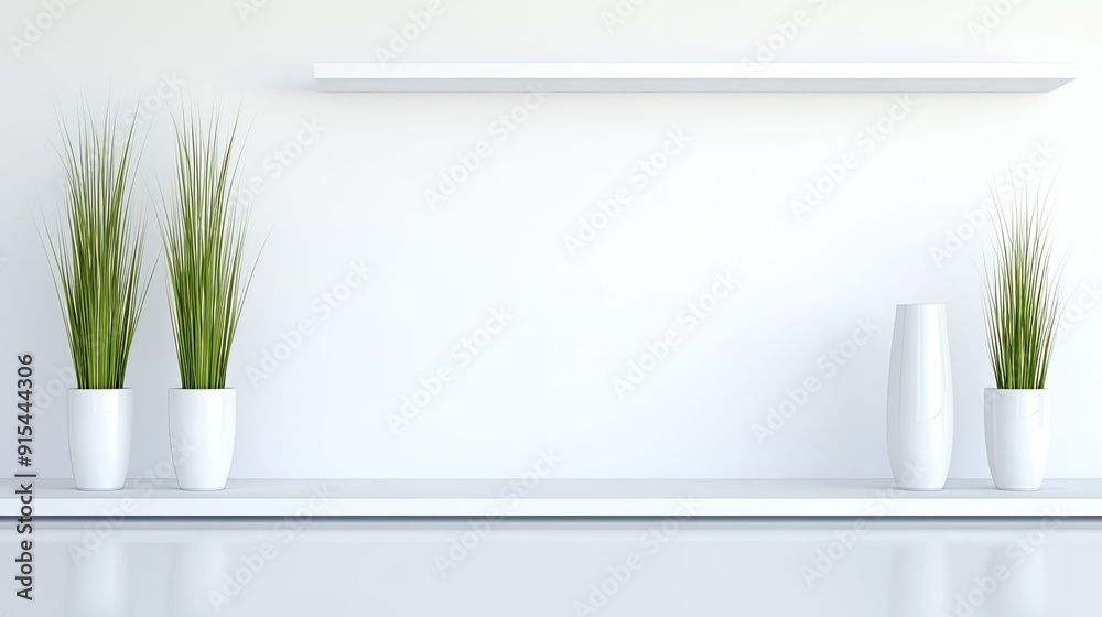 Stylish white shelves enhance the modern living room, showcasing various plants that add life and freshness to the cozy interior Stylish white shelves enhance the modern living room, showcasing various plants that add life and freshness to the cozy interior