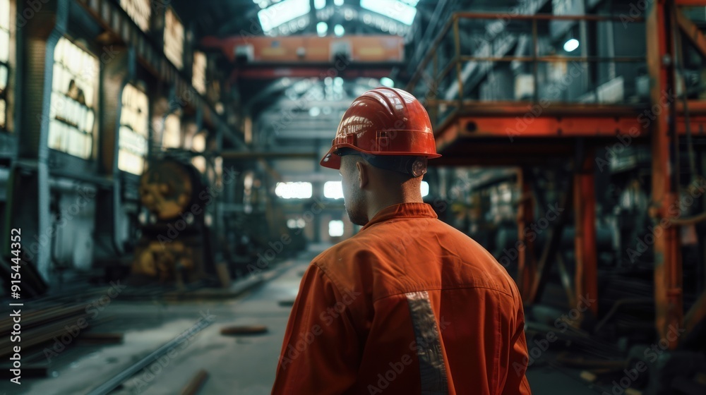 Factory worker is indoors Factory worker is indoors