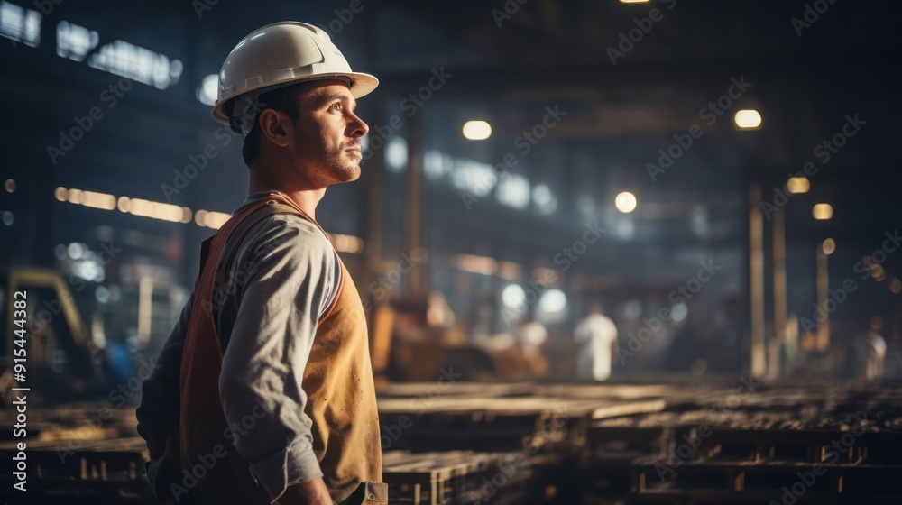 Factory worker is indoors Factory worker is indoors