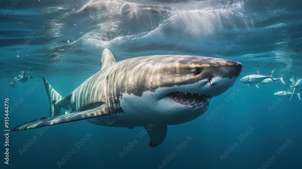 Naklejka premium Sharks in the ocean,Great White Sharks