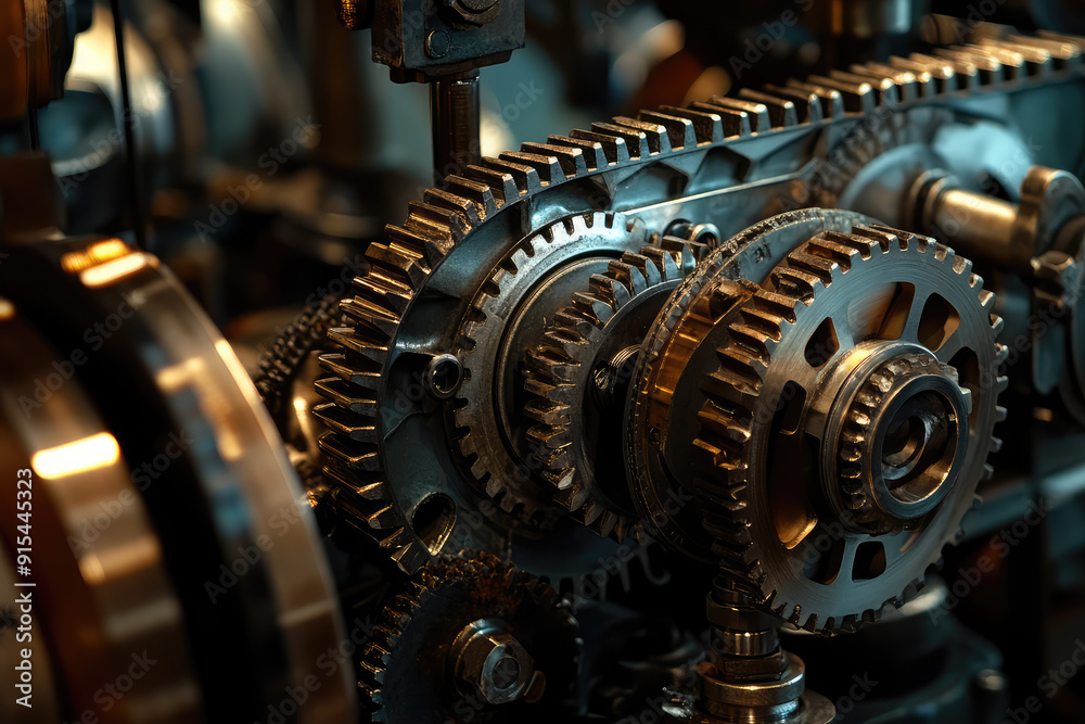 Intricate Gears in Motion: A Close-Up of Industrial Precision Intricate Gears in Motion: A Close-Up of Industrial Precision