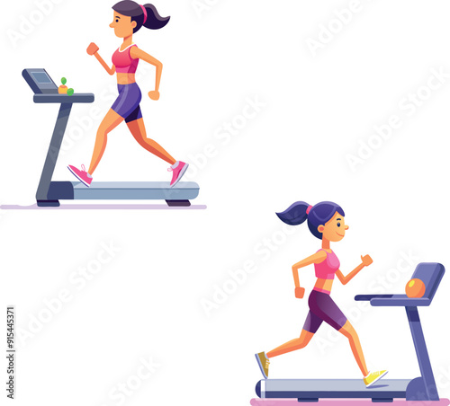 Fit woman exercising on treadmill at the gym-