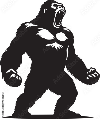Angry Gorilla Silhouette isolated on white background Minimalist gorilla vector shape