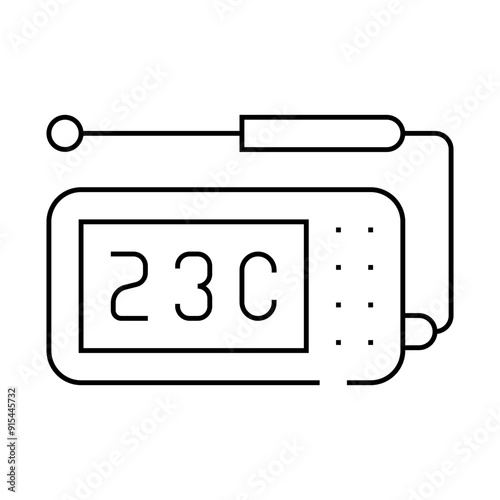 thermometer with probe measuring equipment line icon vector. thermometer with probe measuring equipment sign. isolated contour symbol black illustration