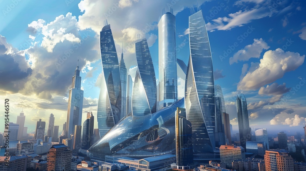 Obraz premium City of Skyscrapers: A Vibrant Urban Landscape