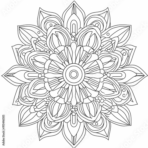 Ornamental mandala adult coloring book page