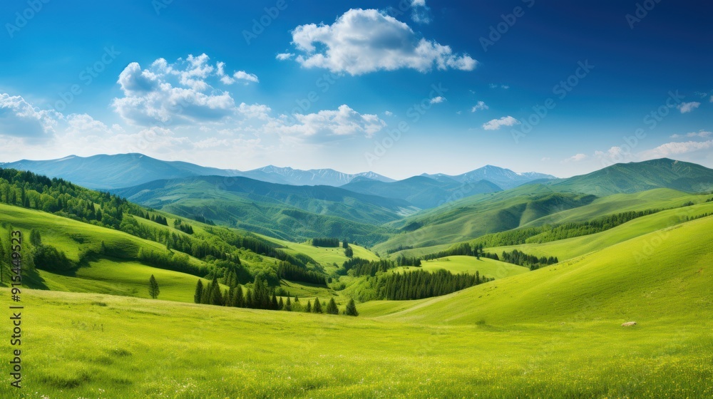 springtime landscape in mountains. springtime landscape in mountains.