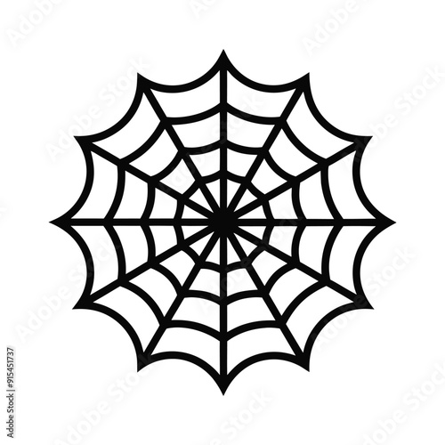 Spin a web of spookiness with Halloween spider web icon the perfect eerie addition to your creepy crawly designs, An intricate web spun by a spider vector silhouette