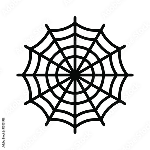 Spin a web of spookiness with Halloween spider web icon the perfect eerie addition to your creepy crawly designs, An intricate web spun by a spider vector silhouette