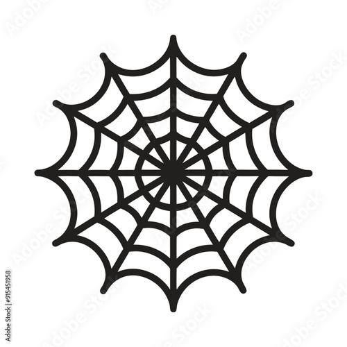 Spin a web of spookiness with Halloween spider web icon the perfect eerie addition to your creepy crawly designs, An intricate web spun by a spider vector silhouette