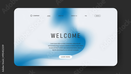 Abstract wave futuristic design of landing page. retro gradient mesh website design