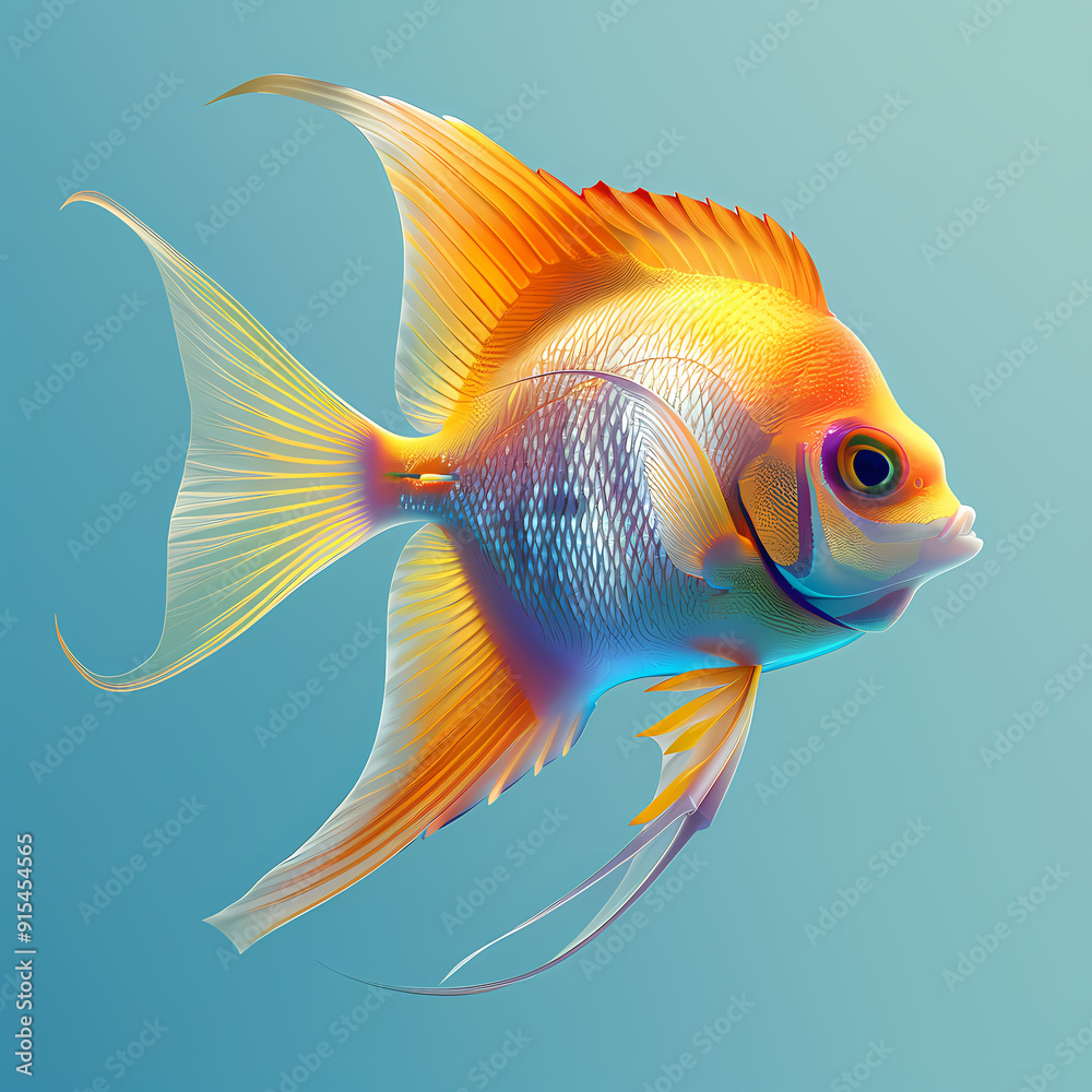 Fototapeta premium 3D Angel fish in white background vector image
