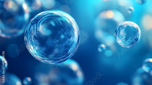 Wallpaper Mural Mesmerizing Translucent Bubbles Floating in Aqua Blue Background Torontodigital.ca