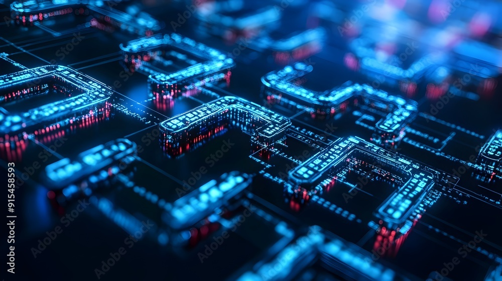 Intricate Cybernetic Circuitry - Futuristic Digital Technology Backdrop Intricate Cybernetic Circuitry - Futuristic Digital Technology Backdrop