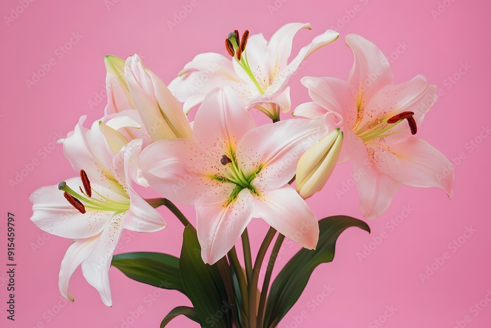 Beautiful Pink Lilies on a Pink Background Beautiful Pink Lilies on a Pink Background