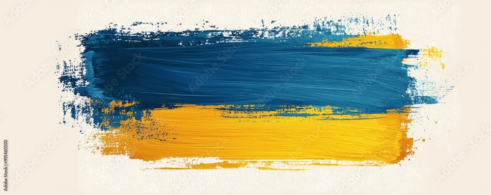 Abstract blue and yellow brush strokes on white background Abstract blue and yellow brush strokes on white background