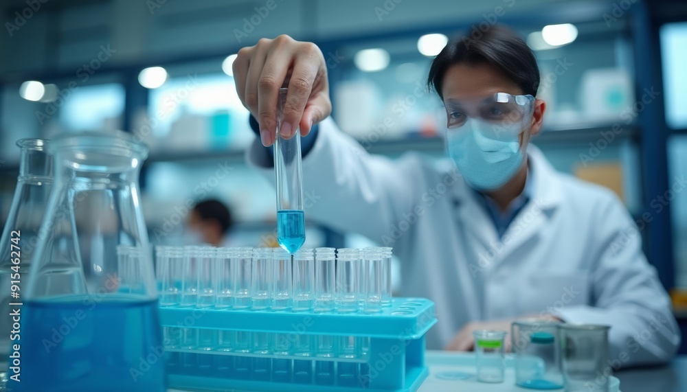 Scientist conducting precise chemical analysis Scientist conducting precise chemical analysis