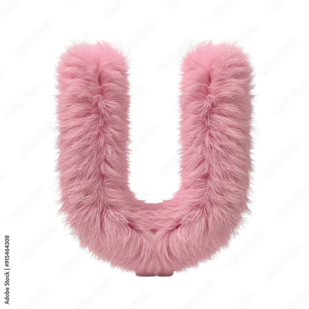A fluffy pink letter U made of faux fur. A fluffy pink letter U made of faux fur.