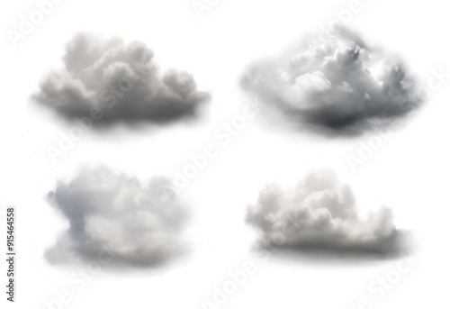 3D cloud. Realistic set of clouds. Elements of thick smoke, fog on a transparent background