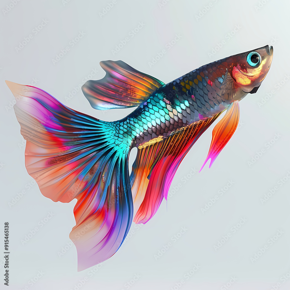 Fototapeta premium 3D Guppy fish in white background vector image